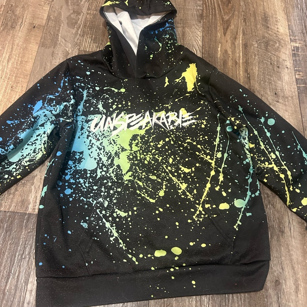Source Unknown Black and Neon Splatter Hoodie